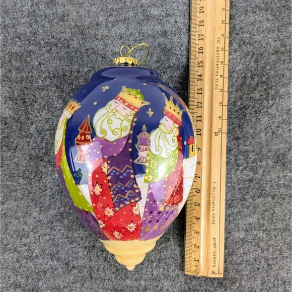 Li Bien 2012 Three Kings Inside-Painted Glass Ornament 5.5in Teardrop Pier 1 Box - Picture 10 of 10